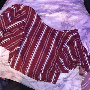 Maroon striped crop top